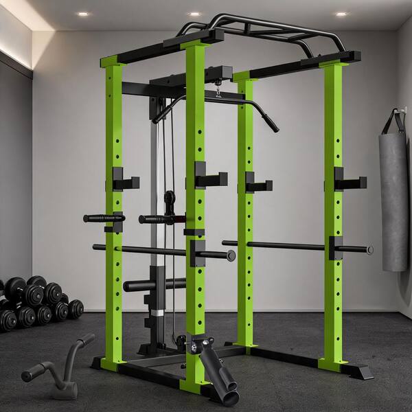LIVACA 1000 lb. Power Cage with Lat Pulldown and Adjustable Safety