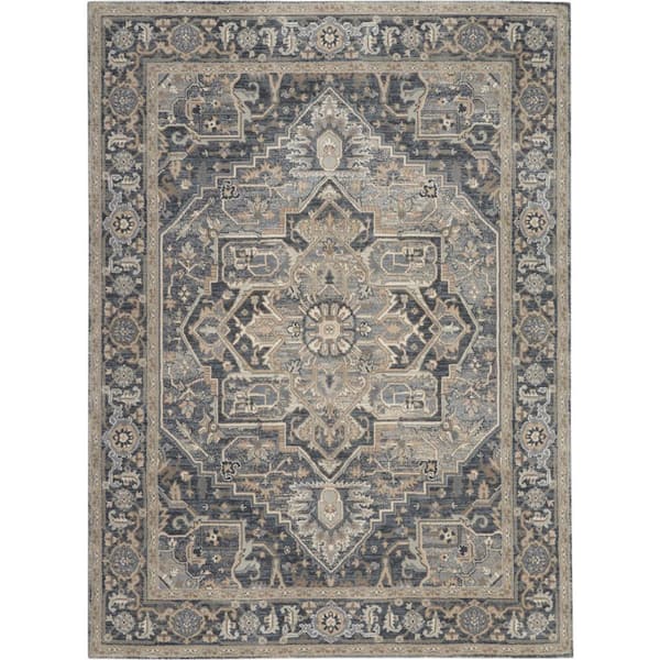 Kathy Ireland Home Moroccan Celebration Navy 9 ft. x 13 ft. Center Medallion Traditional Area Rug