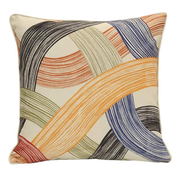 OUTDOOR DECOR BY COMMONWEALTH Outdoor Modern Lines Multi Print Throw Pillow 18 x 18-Includes 1-Throw Pillow