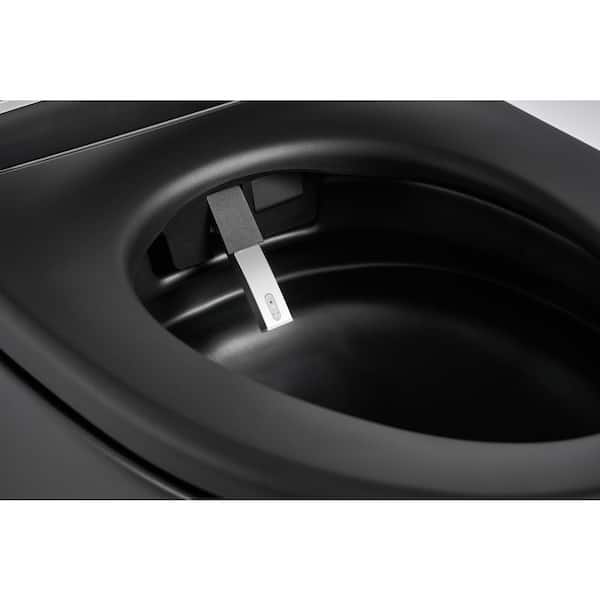 WELLFOR USBY 1.28 GPF Elongated Black Bidet Toilet with Heated Seat & Auto Features