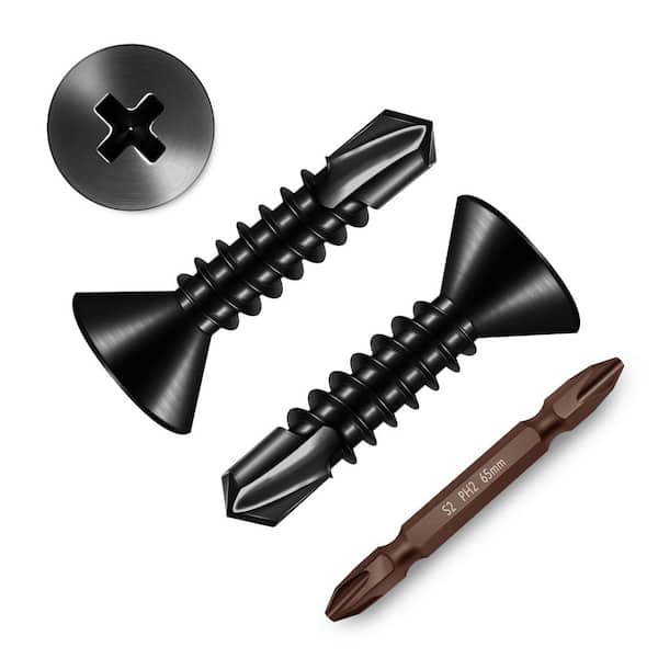 #8 x 3/4 in. Black Oxide 410 Stainless Steel Phillips Flat Head Self Drilling Sheet Metal Screws (400-Pack)