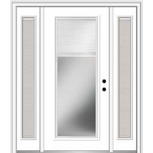 64.5 in. x 81.75 in. Internal Blinds Left-Hand Inswing Full Lite Clear Primed Steel Prehung Front Door with Sidelites