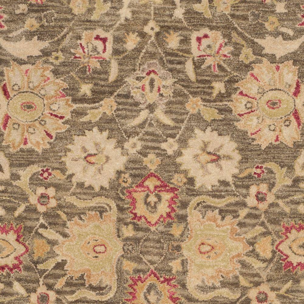 Handmade Gray Floral Wool Area Rug, 6' x 9'