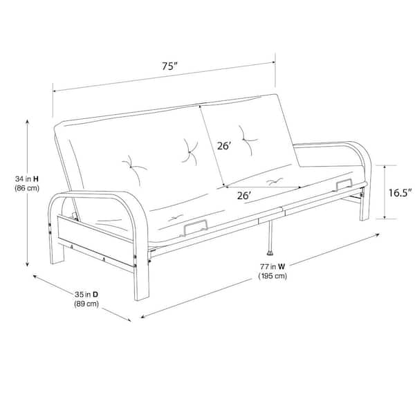 DHP Darrien Full Size Espresso Wood Arm Futon Frame with 6 Thermobonded High Density Polyester Fill Tan Microfiber Mattress