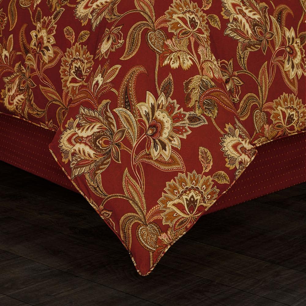 Montecito Red and Gold Jacobean Queen Comforter Set