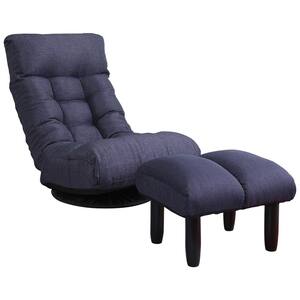 Navy Adjustable Backrest Floor Chair/Japanese/Lazy/Leisure Sofa/Tatami/Recliner/with Ottoman 35.8 in H*22.8in W*45.3in D