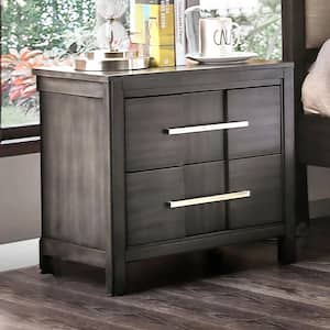 2-Drawer Berenice Gray Night Stand 24 in. H x 23.63 in. W x 16 in. D