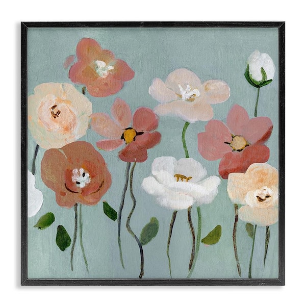 Stupell Industries Boho Blooms on Blue by Charity Henderson Black Framed Nature Giclee Art Print 17 in. x 17 in.