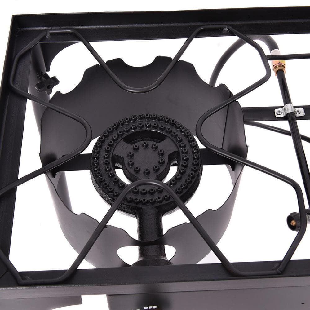 Black Cast Iron Double Burner Outdoor Gas Stove