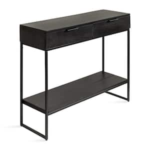 Malone 36 in. Black Rectangle Solid Wood Console Table