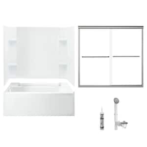 Accord 32 in. x 60 in. x 73.25 in. Bath and Shower Kit with Left-Hand Drain in White and Brushed Nickel