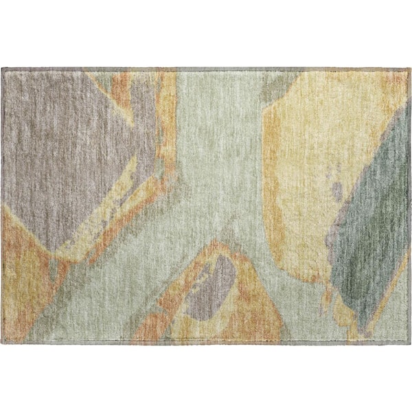 Mayfield Premium Machine Washable Abstract AMF2571 Celery 2 ft. x 3 ft. Accent Rug