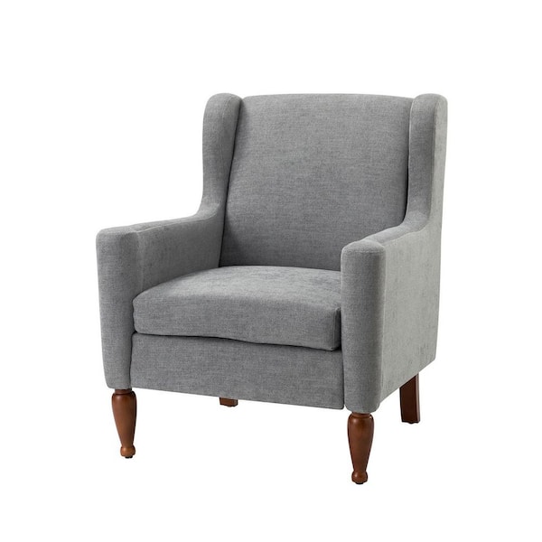 JAYDEN CREATION Arwid Grey Armchair with Solid Wood Legs CHM0641GRY
