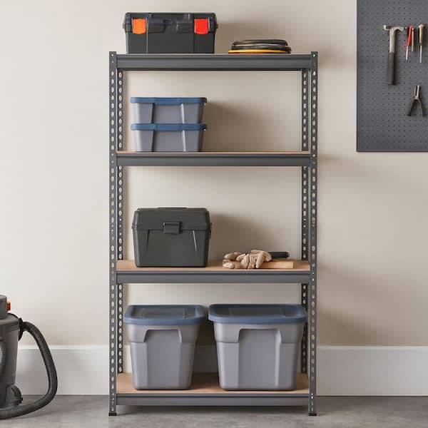 Pro Series 4-Tier Steel Garage Storage Shelving Unit in Matte Black with HDF Racks (36 in. W x 72 in. H x 18 in. D)