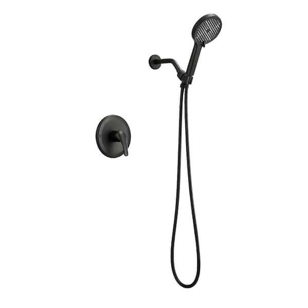 3-Spray Wall Mount Handheld Shower Head 1.8 GPM in Black