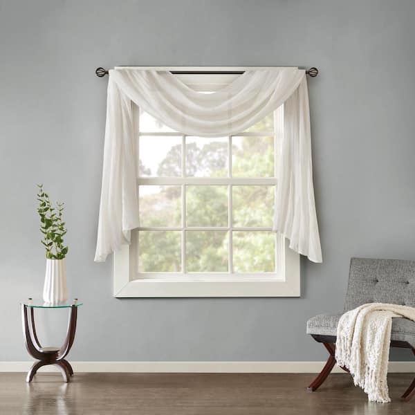 Madison Park Kaylee 144 in. L x 42 in. W White 100% Polyester Sheer Window Scarf