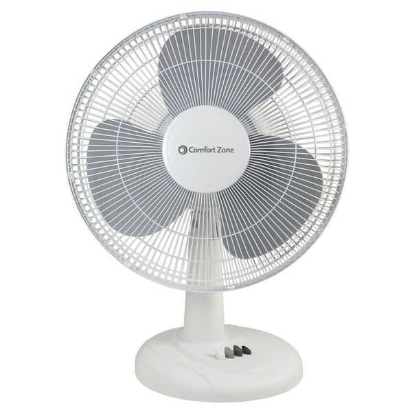 Photo 1 of 16 in. White Oscillating Table Fan with Adjustable Tilt