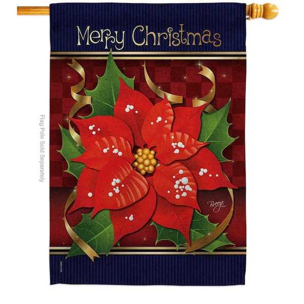 28 in. x 40 in. Poinsettia Love Christmas House Flag Double-Sided Winter Decorative Vertical Flags
