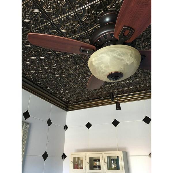 From Plain To Beautiful In Hours Gothic Reams 2 Ft X Glue Up Pvc Ceiling Tile Antique Gold 100 Sq Case 150ag 24x24 25 The Home Depot 2 Ft Glue Up Pvc Ceiling Tile, Gothic Ceiling Fan