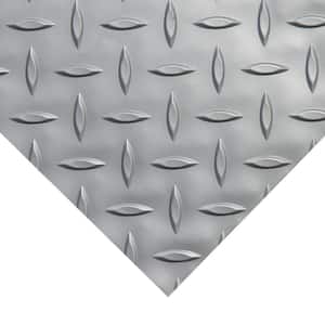 Diamond-Plate Metallic 4 ft. x 4 ft. Silver PVC Flooring (16 sq. ft.)