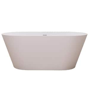 Baily 55 in. L 27.5 in. WSoaking Bathtub in Glossy White Acrylic Oval Slipper Flatbottom Freestanding Bathtub