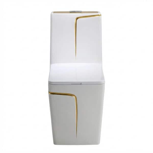 12 in. Rough In 1.85 Gal. Dual Flush GPF Elongated 1-Piece Toilet in White Seat Included