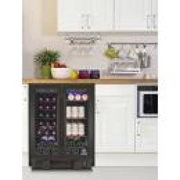 Black Stainless Steel Dual Zone Wine and Beverage Cooler with Interior Lighting