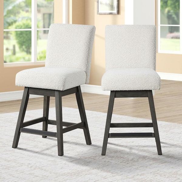 NEW CLASSIC HOME FURNISHINGS New Classic Furniture High Line Wood Swivel Counter Chair with White Fabric Seat (Set of 2)
