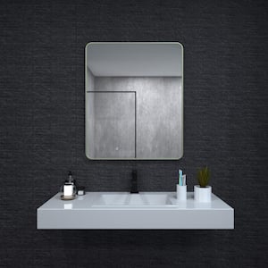 30 in. W x 36 in. H Rectangular Framed Wall Bathroom Vanity Mirror in Matte Green
