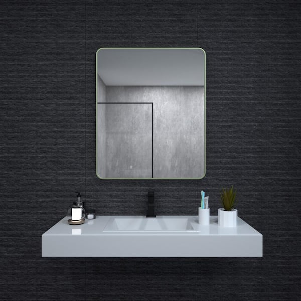 niveal 30 in. W x 36 in. H Rectangular Framed Wall Bathroom Vanity Mirror in Matte Green