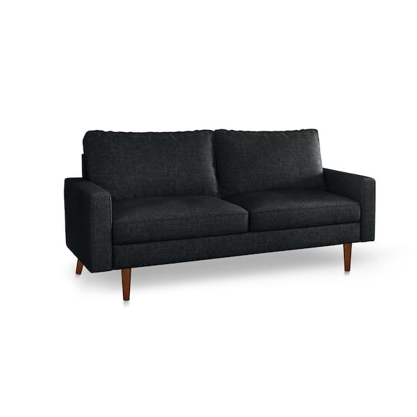 SAINT BIRCH Poland 70 in. Square Arms Polyester Modern Rectangle Sofa in Black