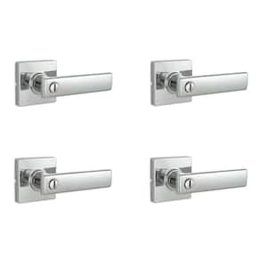 Westwood Bright Chrome Bed and Bath Door Handle with Square Rose (4-Pack)