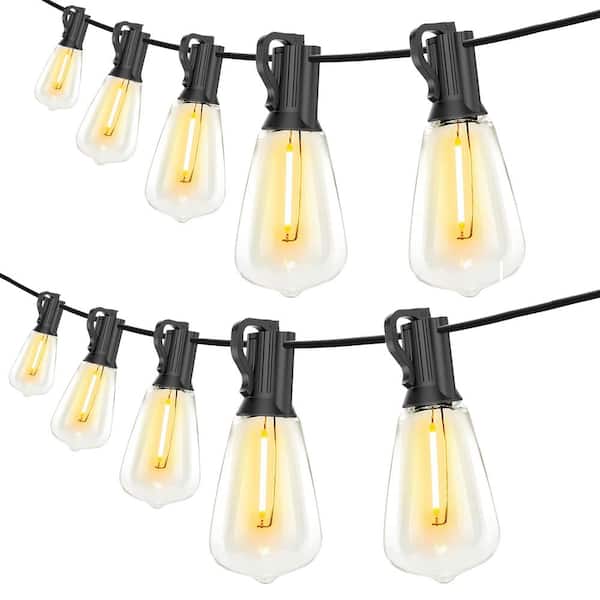Honbei 2 Pack 25-Light 50 ft. Indoor/Outdoor Plug-In Integrated LED 2700K Fairy String-Light with E12, ST38 LED Bulbs