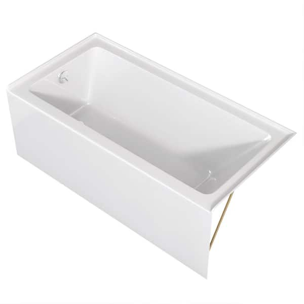 Tco 60 in. x 32 in. Soaking Bathtub with Left Overflow and Drain Acrylic Rectangular Alcove Apron Skirt Tub in White