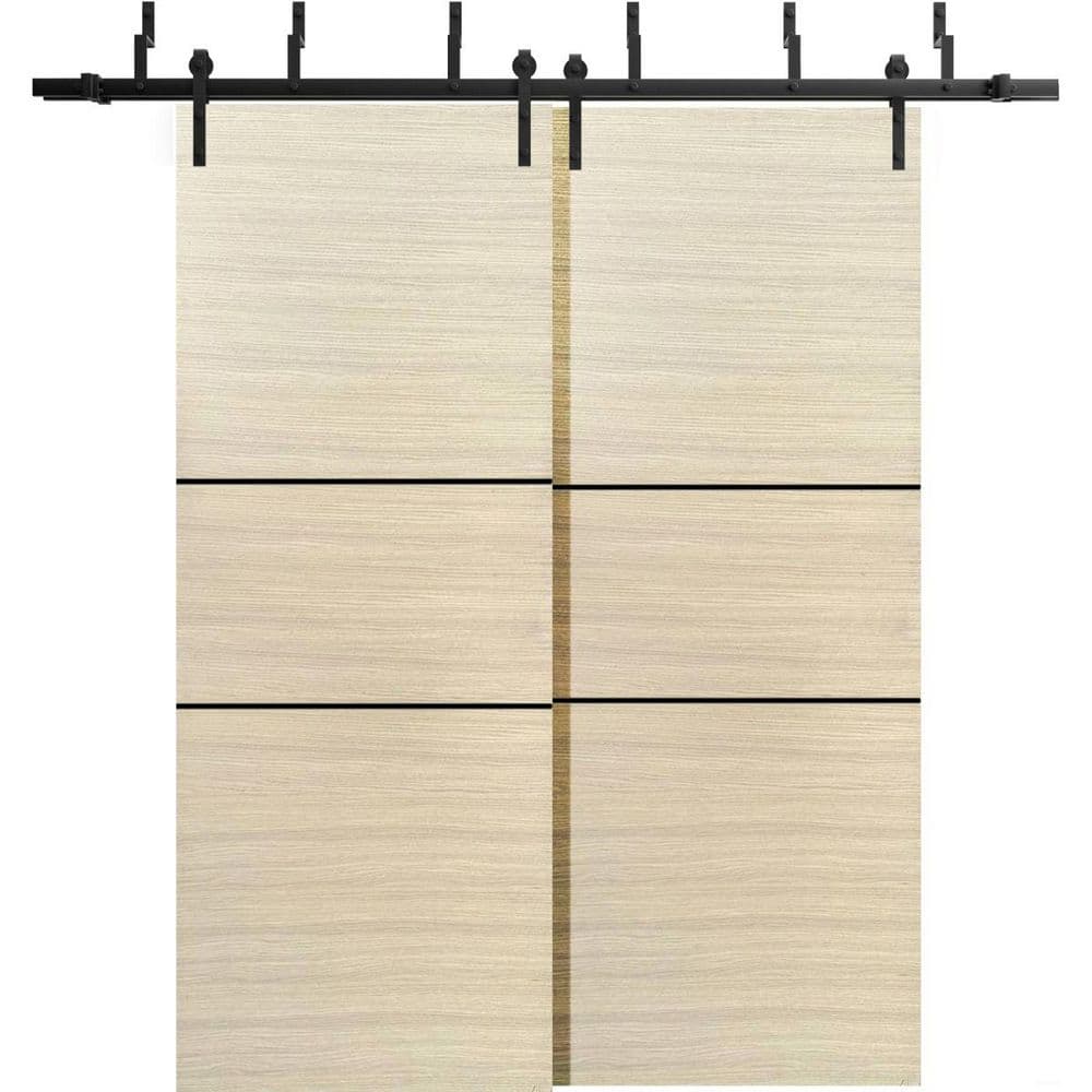 60 in. x 80 in. 2 Panel Natural Veneer Solid Wood with Honeycomb Sliding Barn Door with Hardware Kit price history on PriceWatchPro