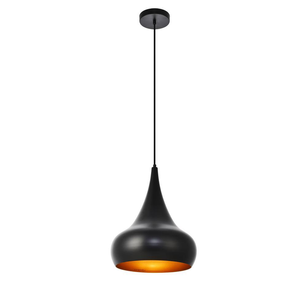 Timeless Home 11.5 in. 1-Light Black Pendant Light, Bulbs Not Included