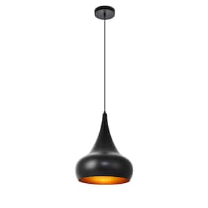 Timeless Home Chloe 1-Light Black Pendant with 11.5 in. W x 15.0 in. H Black Aluminum Shade