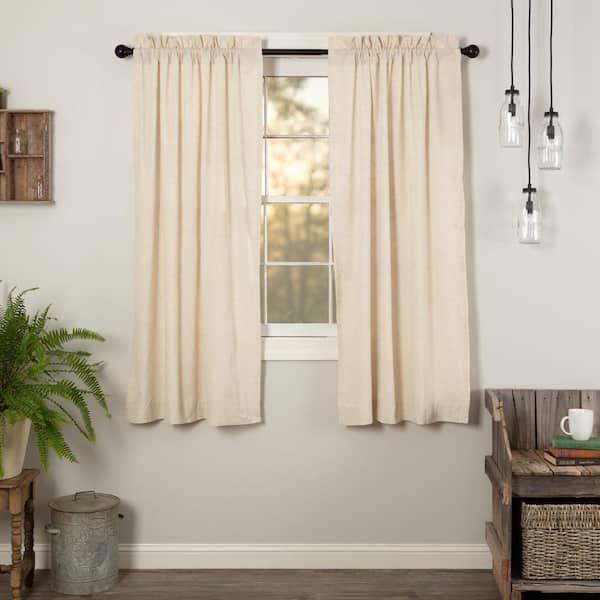 VHC BRANDS Simple Life Flax 36 in W x 63 in L Light Filtering Rod Pocket Window Panel Natural Creme Pair