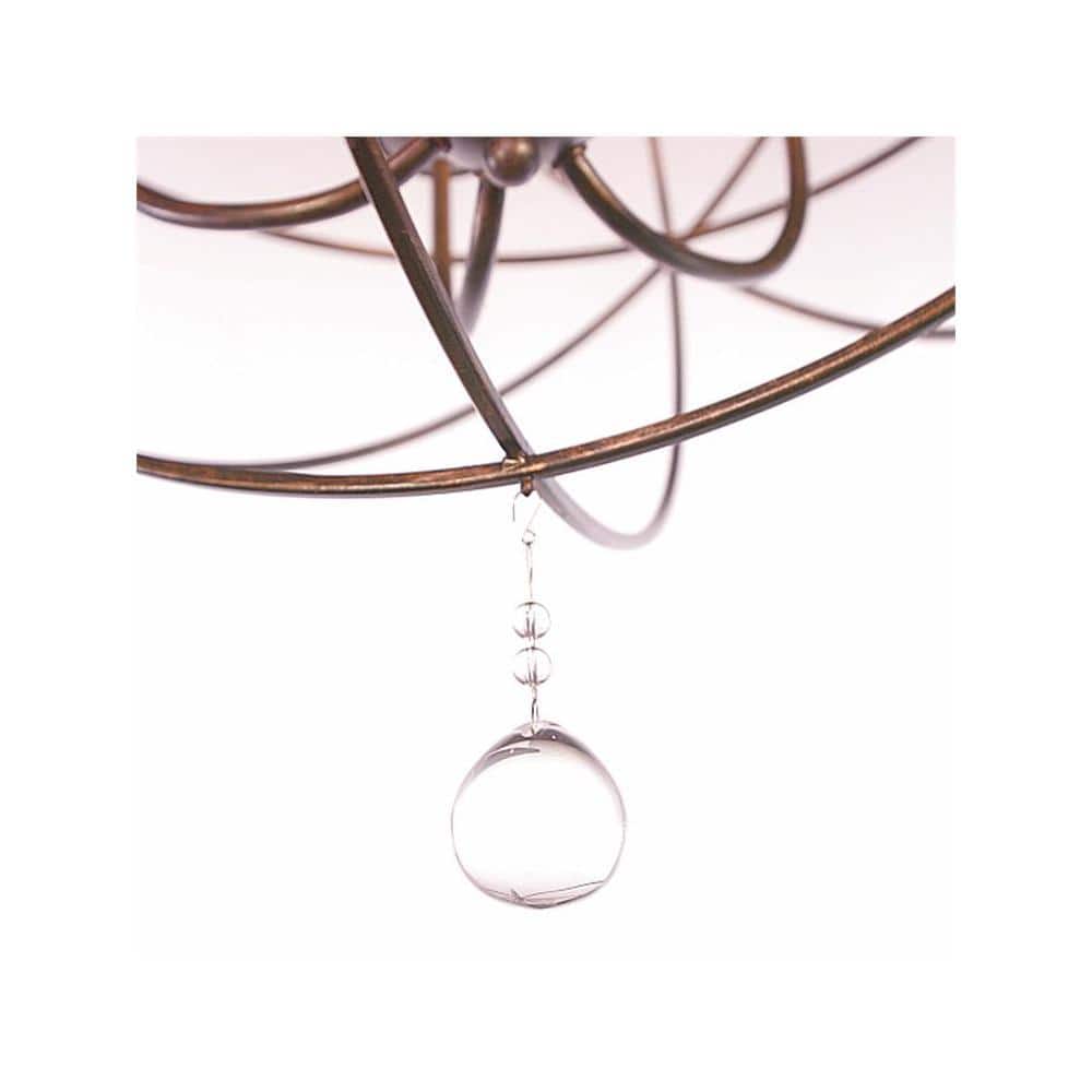 English Bronze 6-Light Outdoor Chandelier with Clear Glass Drops