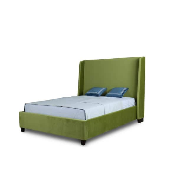 Manhattan Comfort Parlay Green Wood Frame Queen Platform Bed