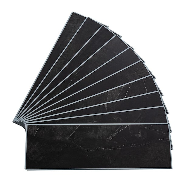 PALISADE 22.8 in. L x 7.31 in. W Black Ice Waterproof Adhesive No Grout Vinyl Wall Tile (11 sq. ft. /Case)