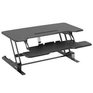 38 in. Rectangular Black Height Adjustable Electric Standing Desk Converter