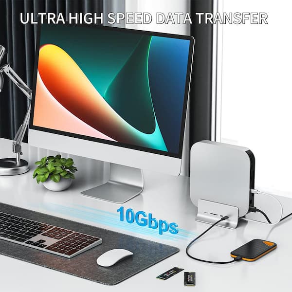 Vrbgify Mac Mini 5 in 1 USB C Hub Stand & Docking Station Support