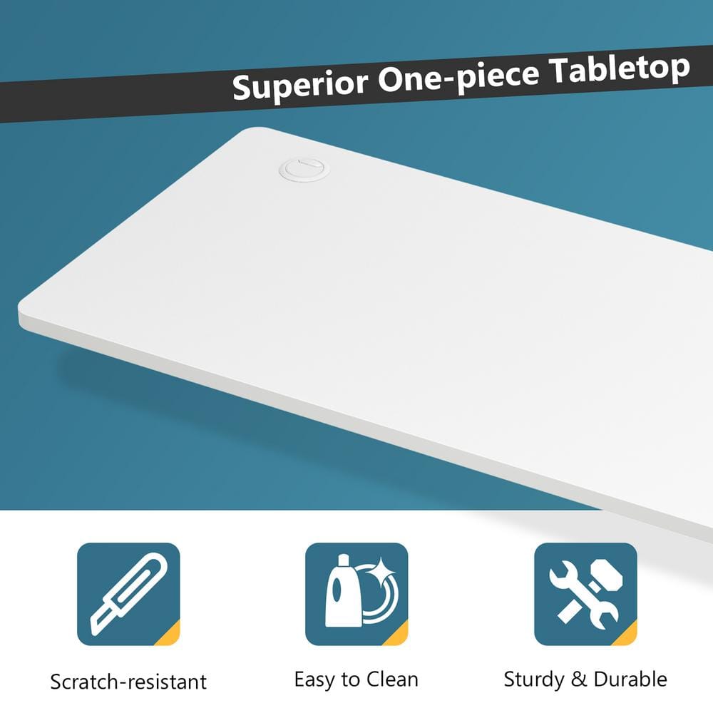 Versatile 48'' x 24'' White Rectangular Wood Desktop