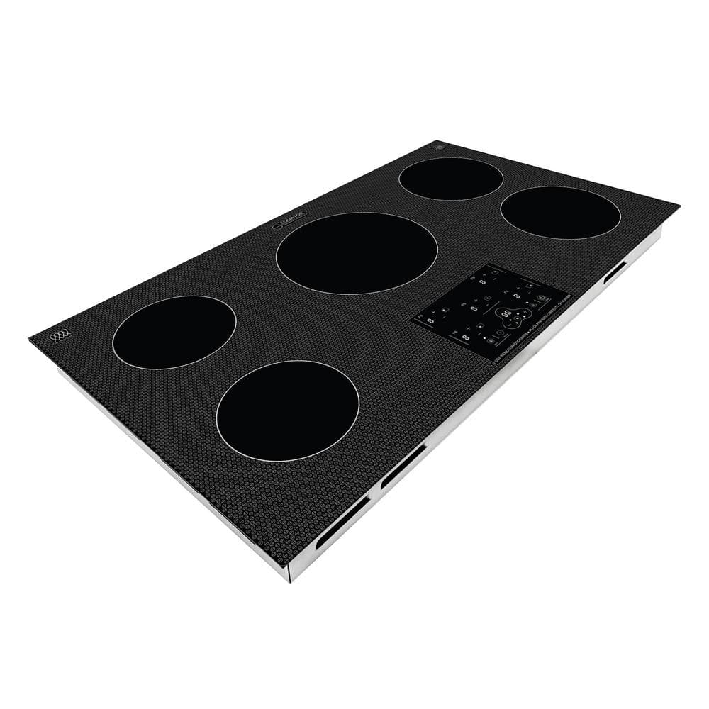 36" Black Ceramic 5-Burner Induction Cooktop with Touch Control