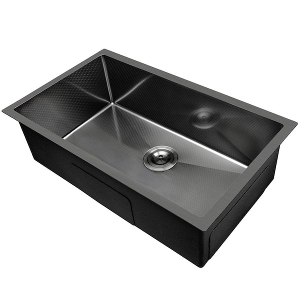 AKDY HEX 32 in. Undermount Single Bowl Gunmetal Black Stainless