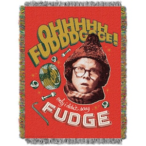 A Christmas Story Oh Fudge Licensed Holiday Tapestry Multi-Colored Throw Blanket