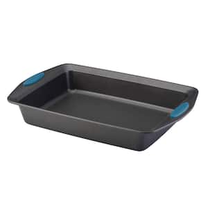 Yum-o! Nonstick Bakeware Oven Lovin Rectangle Cake Pan, 9-Inch by 13-Inch, Gray with Marine Blue Handles
