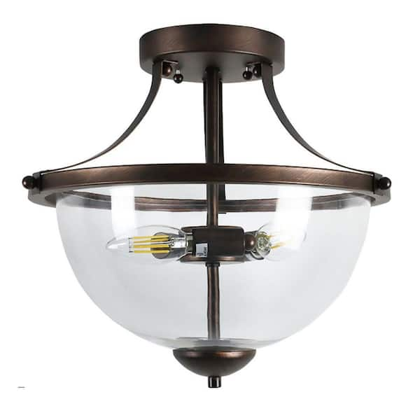 Taifond 1456 In 3 Light Bronze Semi Flush Mount Ceiling Light With Clear Glass Shade Csfl001 4170