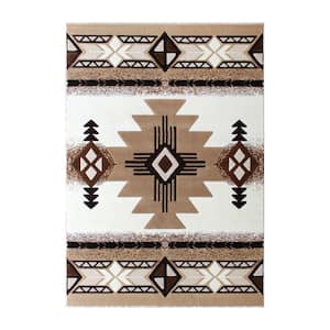 Ivory 5 ft. x 7 ft. Rectangle Native American Area Rug